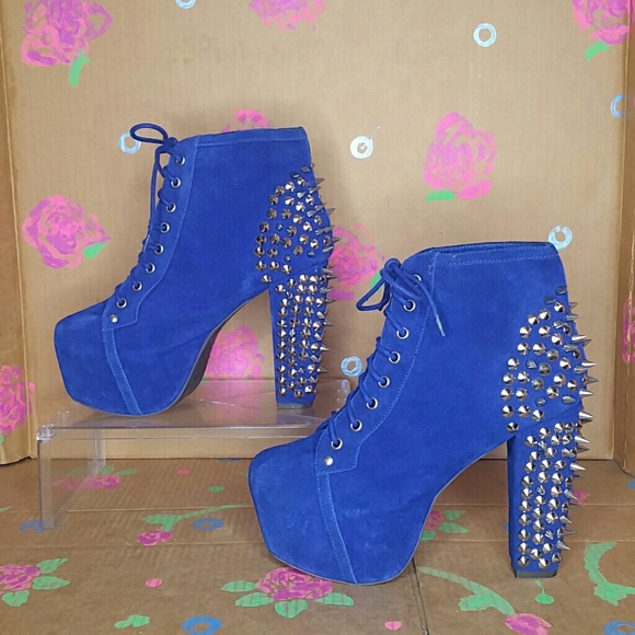 Jeffrey Campbell Shoes - Jeffrey Campbell Blue Suede Spike Boots Size 10